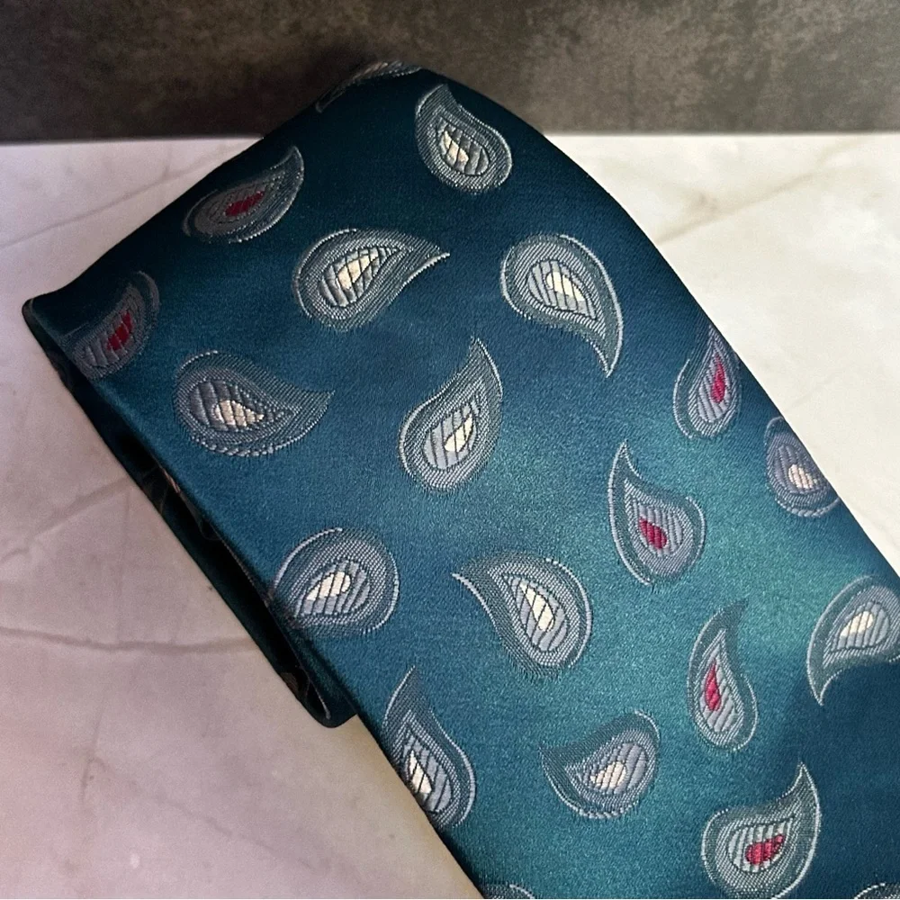 Elegant Teal Paisley Men's 56” Tie